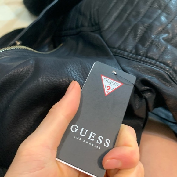 Guess Tasha jacket black faux leather moto - Picture 4 of 7